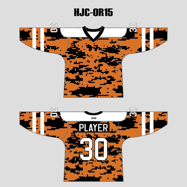 Orange Black Gray Camouflage Custom Made Hockey Jerseys
