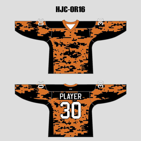 Orange Black Gray Camouflage Custom Made Hockey Jerseys