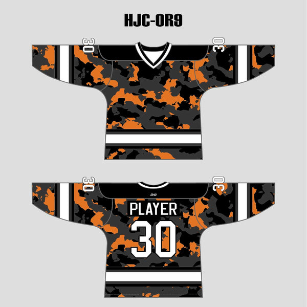 Orange Black Gray Camouflage Custom Made Hockey Jerseys