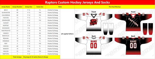 Raptors Custom Hockey Jerseys And Socks