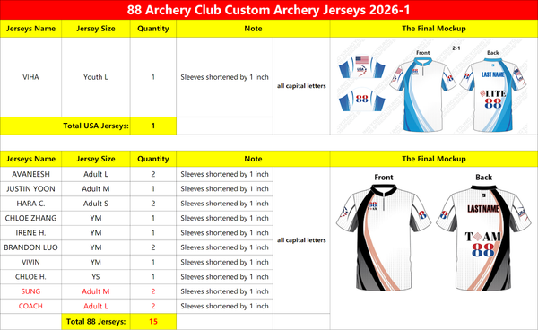 88 Archery Club Archery Jerseys2026-2