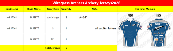 Wiregrass Archers Archery Jerseys2026