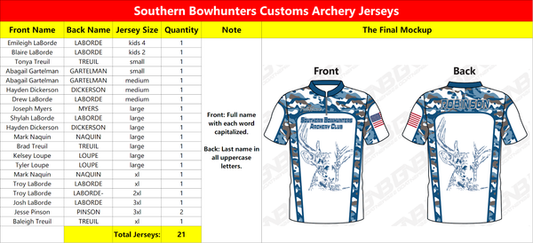 Southern Bowhunters Custom Shooter Archery Jerseys