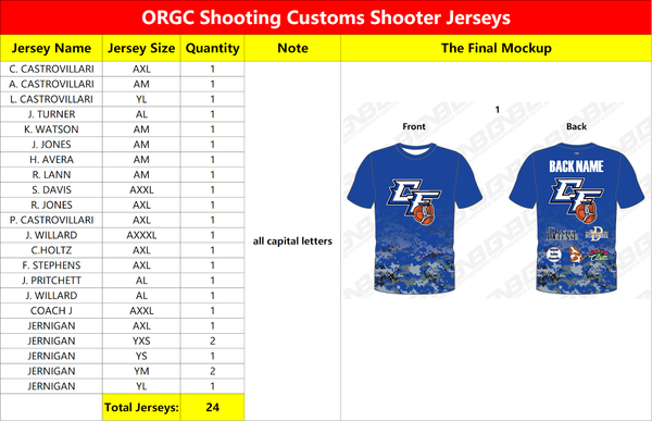 ORGC Shooting Custom Shooting Jerseys