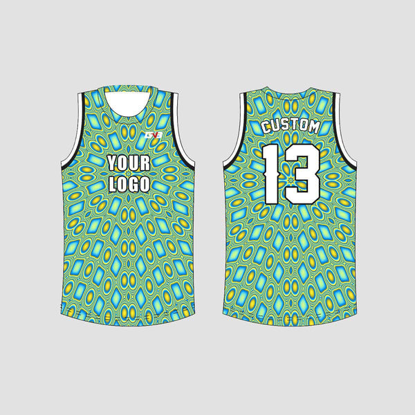 Aquamarine Trippy Kaleidoscope Custom EDM Laced Hockey/Basketball/Baseball Jerseys