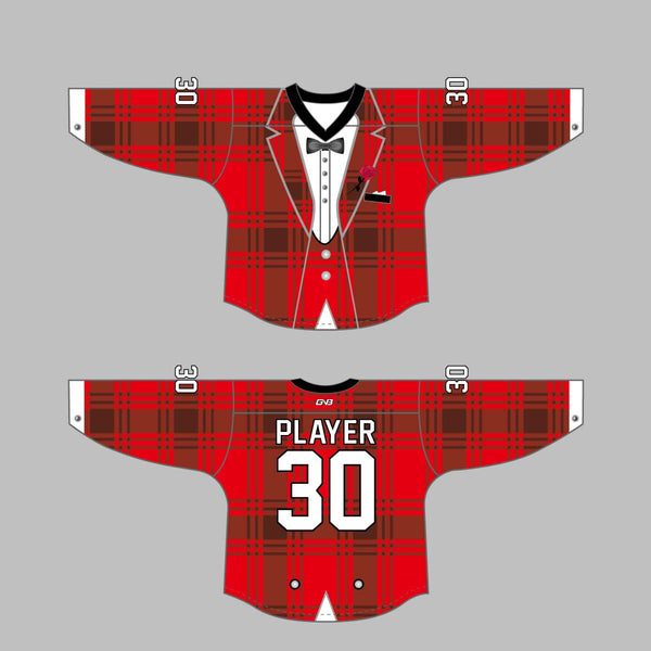 HJZ117 Blue Tuxedo Sublimated Custom Hockey Goalie Jerseys