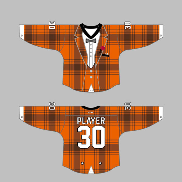 HJZ117 Blue Tuxedo Sublimated Custom Hockey Goalie Jerseys