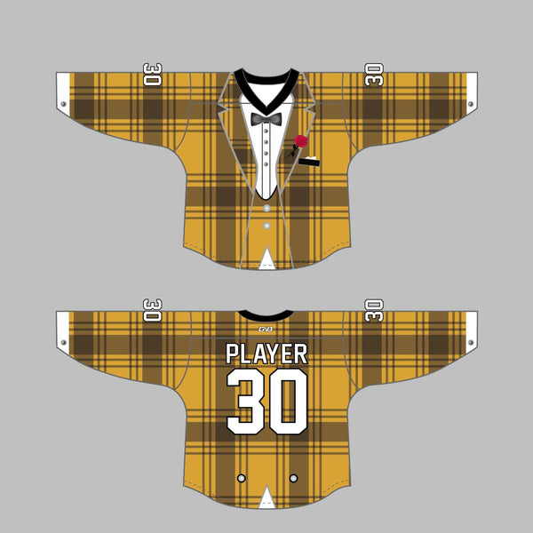 HJZ117 Blue Tuxedo Sublimated Custom Hockey Goalie Jerseys