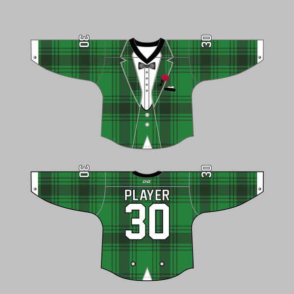 HJZ117 Blue Tuxedo Sublimated Custom Hockey Goalie Jerseys