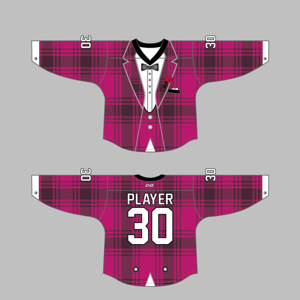 HJZ117 Blue Tuxedo Sublimated Custom Hockey Goalie Jerseys