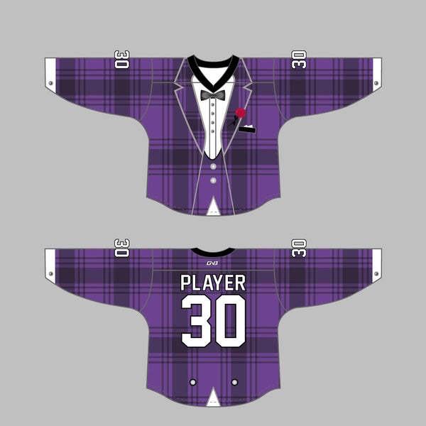 HJZ117 Blue Tuxedo Sublimated Custom Hockey Goalie Jerseys