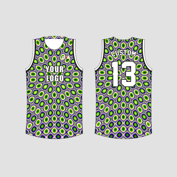Neon Green Blue Abstract Pattern Custom EDM Laced Hockey/Basketball/Baseball Jerseys