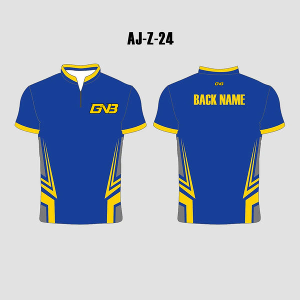 AJZ24 Blue Yellow Zip Custom Sublimated Archery Jerseys