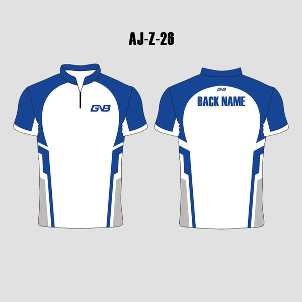 AJZ26 Blue White Zip Custom Archery Jerseys