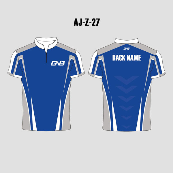AJZ27 Blue Grey Zip Custom Archery Jerseys