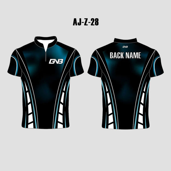 AJZ28 Blue Black Zip Custom Archery Jerseys