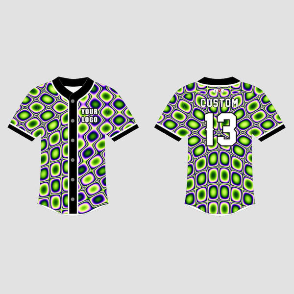 Neon Green Blue Abstract Pattern Custom EDM Laced Hockey/Basketball/Baseball Jerseys