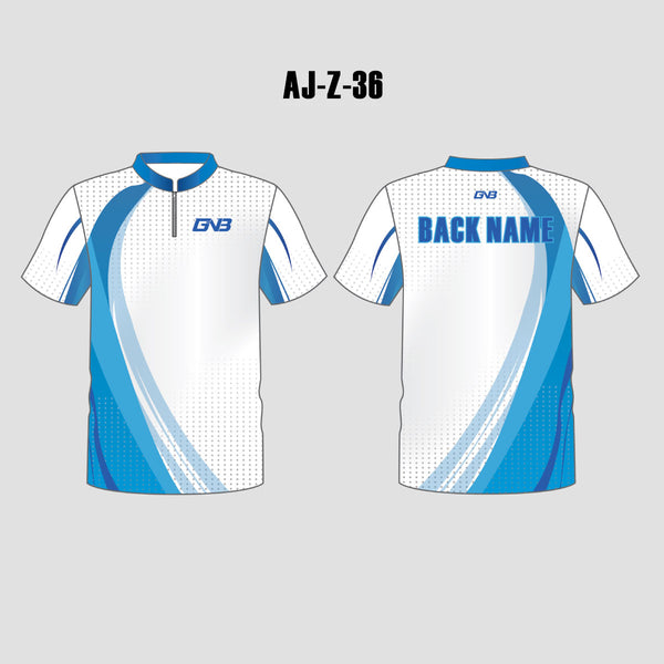 AJZ36 White Blue Custom Blank Archery Shirts For Youth Adult