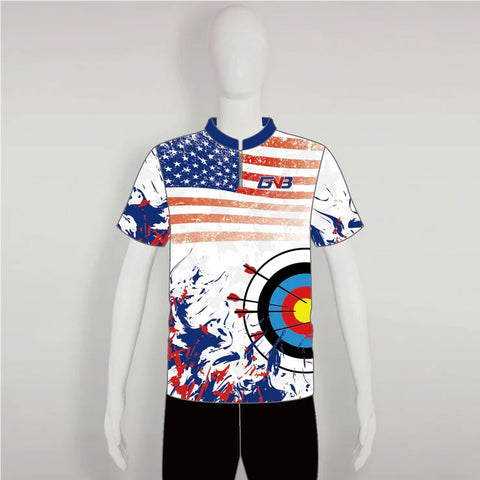 AJZ46 USA Flag Target Graphic Custom Archery Shooter Jerseys