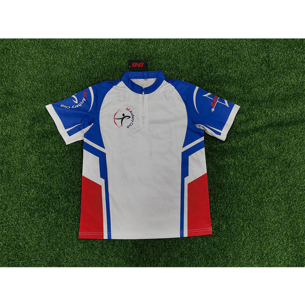 AJZ26 Blue White Zip Custom Archery Jerseys