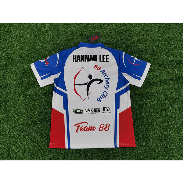 AJZ26 Blue White Zip Custom Archery Jerseys