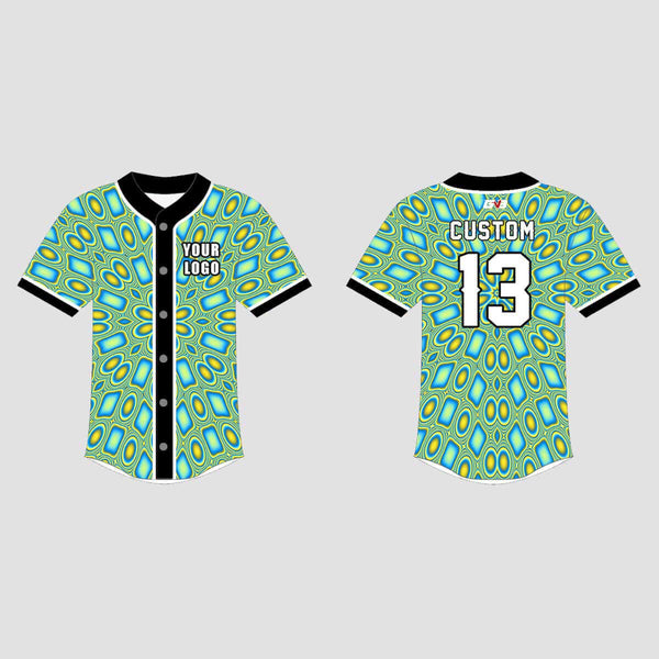 Aquamarine Trippy Kaleidoscope Custom EDM Laced Hockey/Basketball/Baseball Jerseys