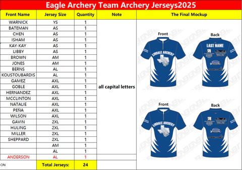 Eagle Archery Team Archery Jerseys 2025