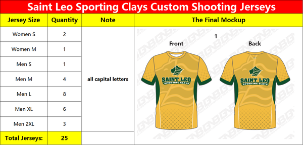 Saint Leo Sporting Clays Custom Shooting Jerseys