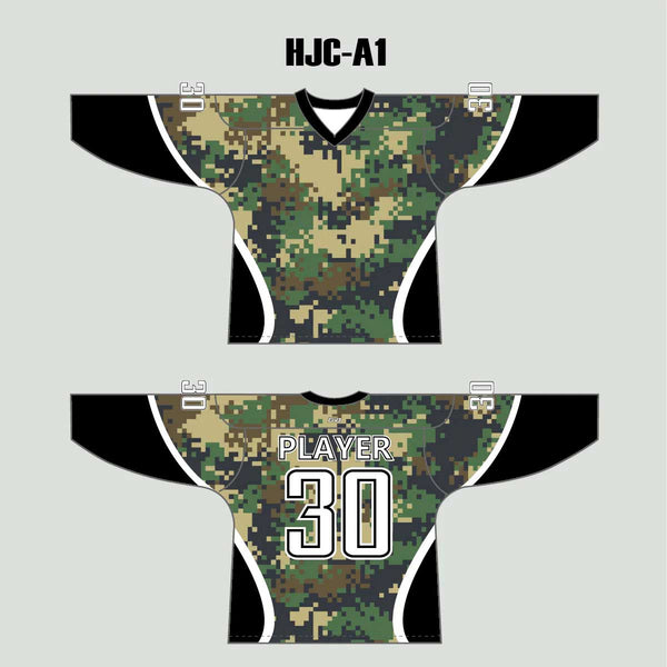 Urban Military Green Digital Camo Custom Made Hockey Jerseys