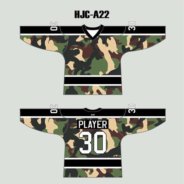 Woodland Army Camo Custom Made Hockey Jerseys
