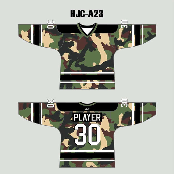Woodland Army Camo Custom Made Hockey Jerseys