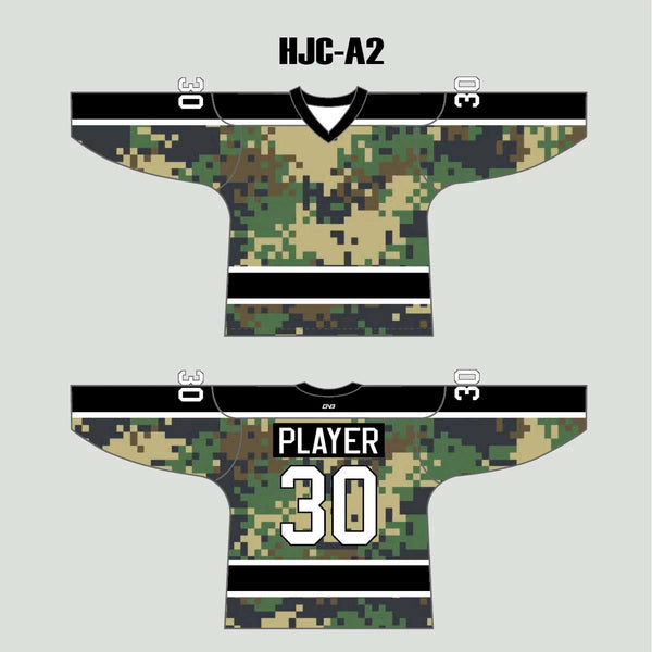 Urban Military Green Digital Camo Custom Made Hockey Jerseys