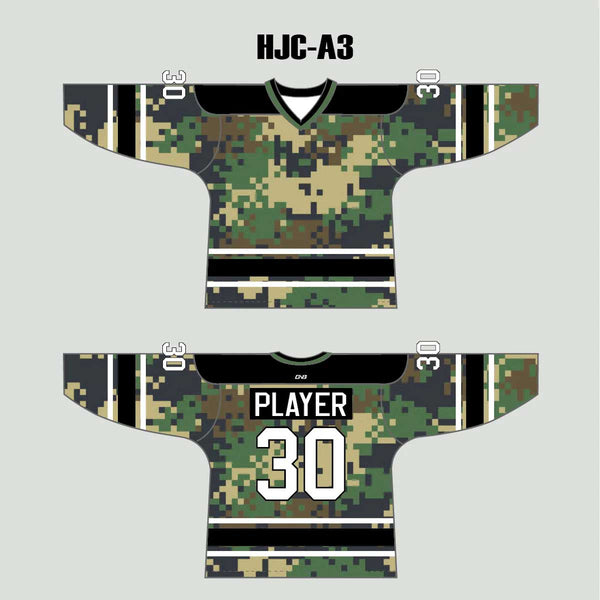 Urban Military Green Digital Camo Custom Made Hockey Jerseys