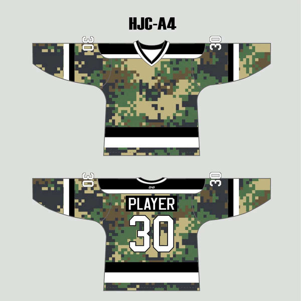 Urban Military Green Digital Camo Custom Made Hockey Jerseys