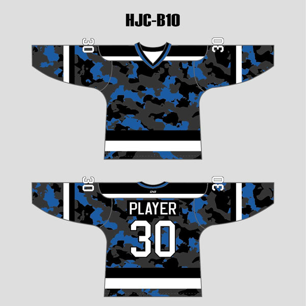 Blue Gray Black Camouflage Custom Made Hockey Jerseys