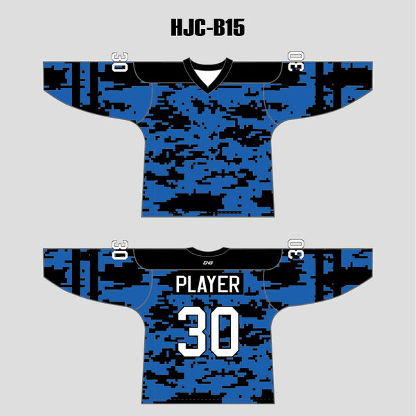 Blue Gray Black Camouflage Custom Made Hockey Jerseys