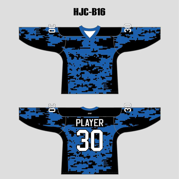 Blue Gray Black Camouflage Custom Made Hockey Jerseys