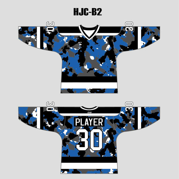 White Blue Camouflage Custom Made Hockey Jerseys