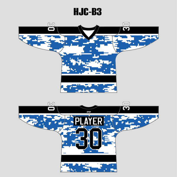 White Blue Camouflage Custom Made Hockey Jerseys