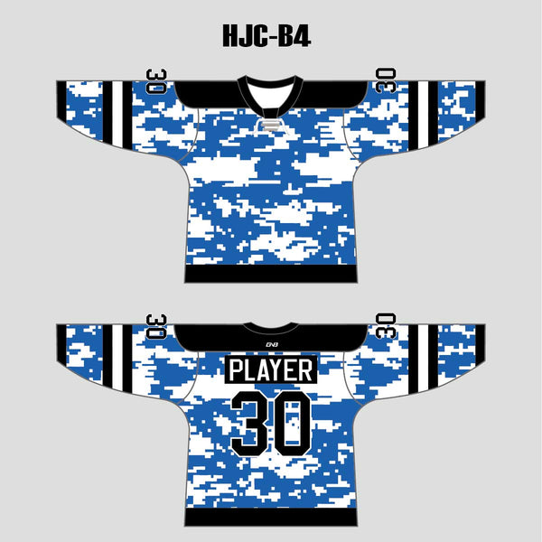 White Blue Camouflage Custom Made Hockey Jerseys