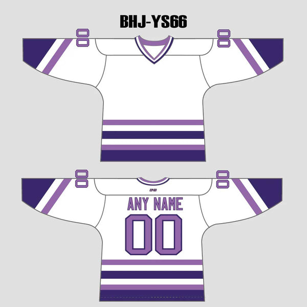 YS66 White/Purple Custom Ice Roller Hockey Jerseys Design