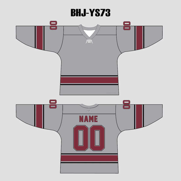 YS73 Grey/Red/Black Custom Ice Roller Blank Hockey Jerseys