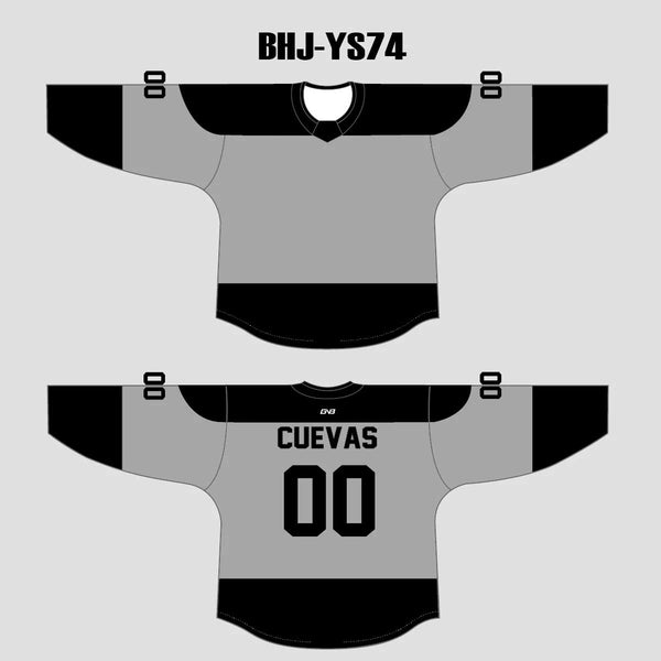 YS74 Grey/Black Custom Ice Roller Blank Hockey Jerseys