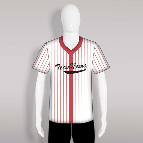 C1 Red Stripe Sublimated Button Down Custom Baseball Jerseys