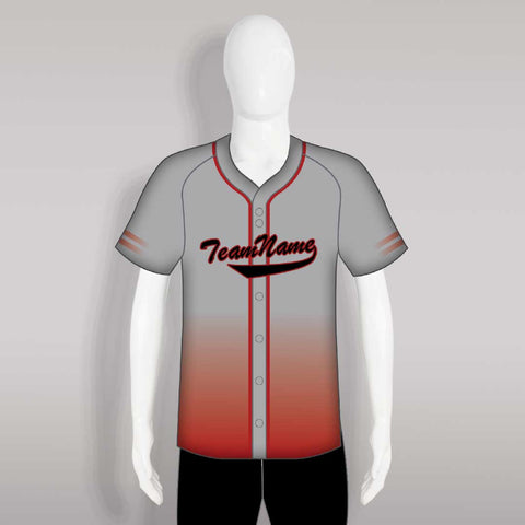 C20 Custom Ombre Red Grey Full Button Baseball Team Jerseys