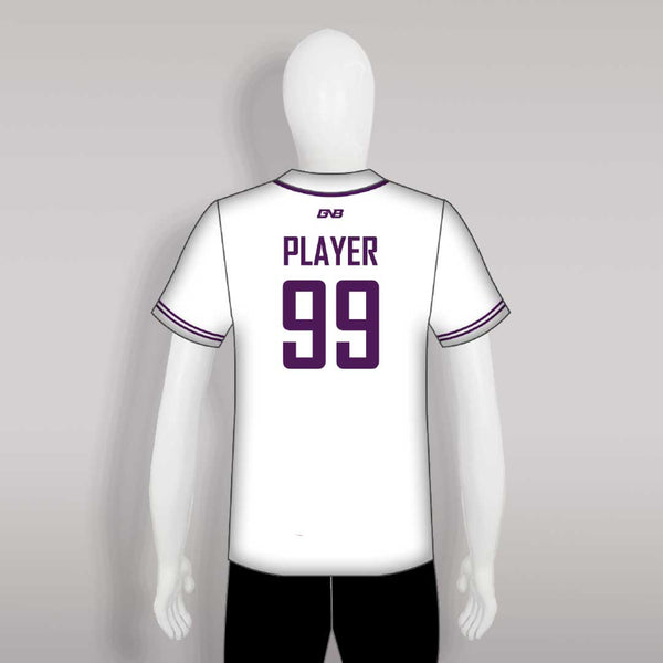 C28 White and Purple Full Button Blank Custom Baseball Jerseys