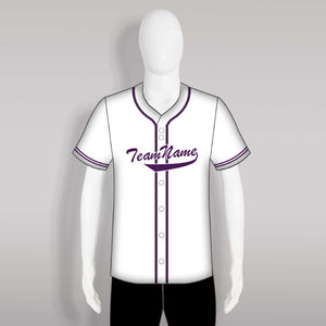 C28 White and Purple Full Button Blank Custom Baseball Jerseys