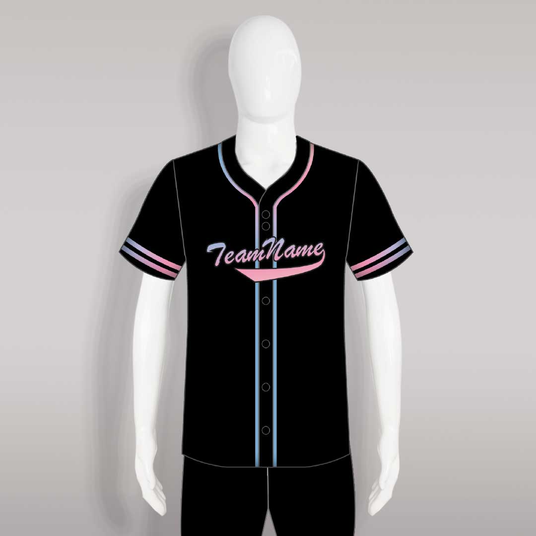 C29 Sublimated Custom Black and Pink Full Button Baseball Jerseys