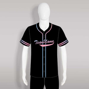 C29 Sublimated Custom Black and Pink Full Button Baseball Jerseys