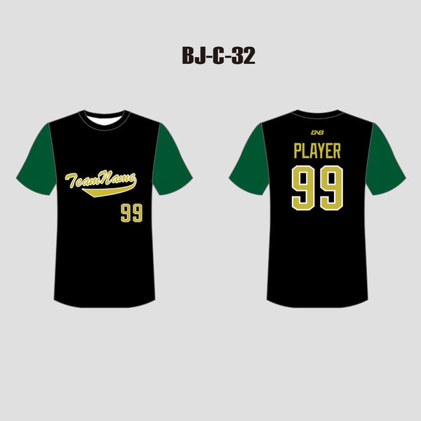 C32 Raglan Black Green Custom Crewneck Baseball Shirts